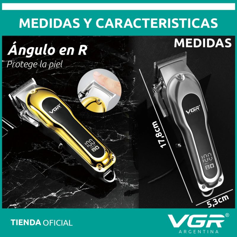 Máquina Cortar Pelo VGR V 680 Profesional Inalámbrica Usb Dorado VGR