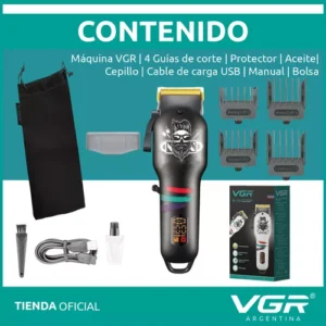 Máquina Cortar Pelo Clipper Vgr V-699 Profesional Barberia Color Negro