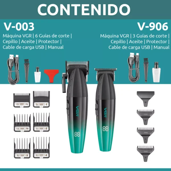 Combo Máquina Corte Pelo Turbo V-003 + Trimmer V-906 - Image 9