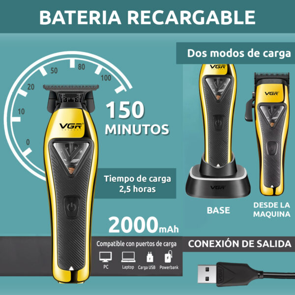 Patillera Profesional Vgr V-994 Metal Motor Vector 10000 Rpm - Image 5