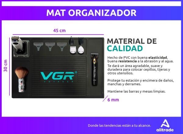 Combo Barbero Vgr Clipper V-678 + Shaver V-332 + Mat + Grips VGR - Image 7