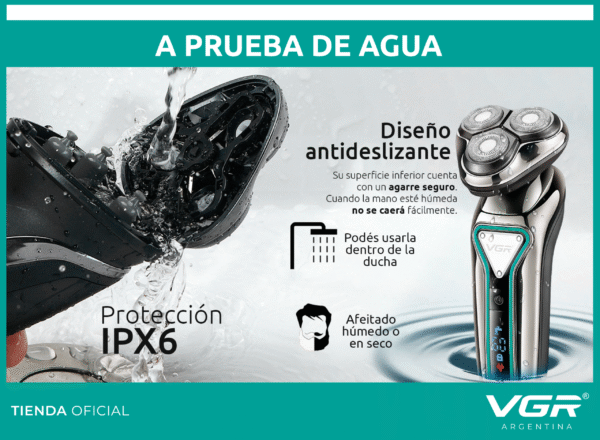Afeitadora Eléctrica Hombre Shaver Vgr V-323 Usb Ideal Viaje Negro - Image 8