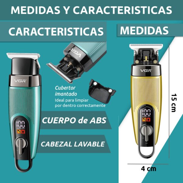 Máquina Trimmer Profesional Recargable Vgr V-975 Usb Led Dorado - Image 4