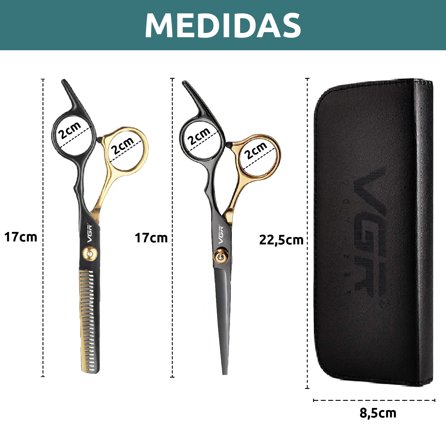 Tijeras Peluqueria Kit Vgr De Corte Entresacado Y De Pulir Dorado - Image 7