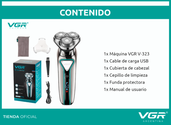 Afeitadora Eléctrica Hombre Shaver Vgr V-323 Usb Ideal Viaje Negro - Image 9