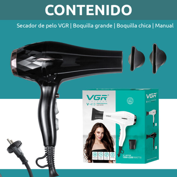 Secador de pelo profesional peluquería vgr v-413 turbo 2200W - Image 8