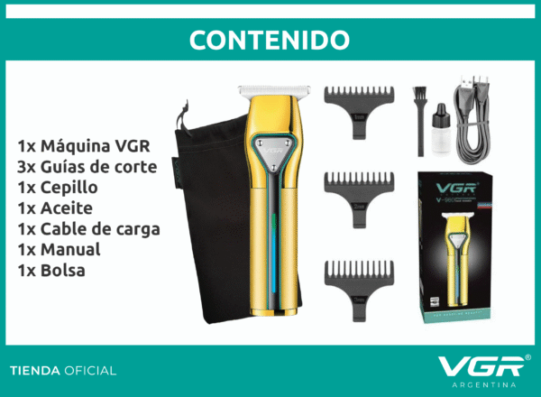 Máquina Trimmer Vgr V-960 Patillera Recargable 2 Velocidades Dorado - Image 7