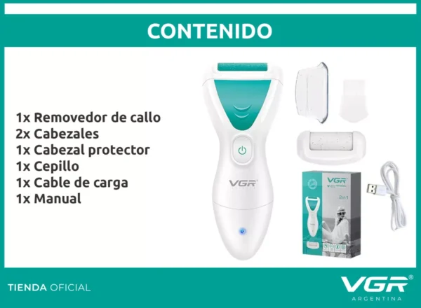 Exfoliador Pies Callos Electrico Vgr V-812 Recargable Turbo - Image 2