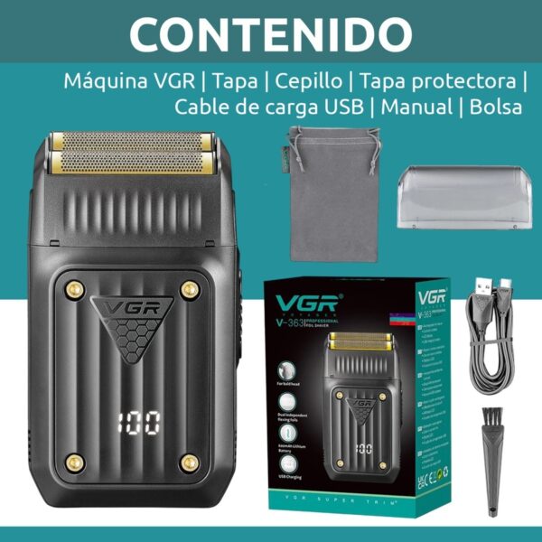 Afeitadora Eléctrica Hombre Shaver VGR V-363 Usb Doble Hoja - Image 8