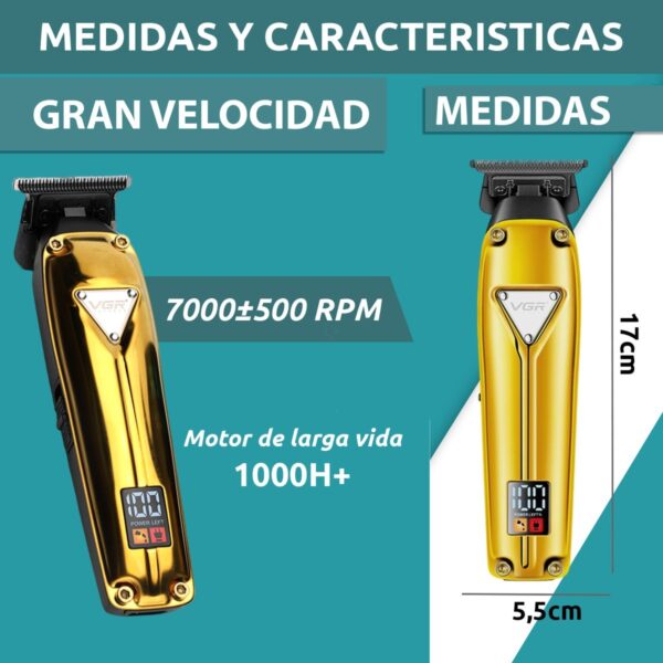 Máquina Trimmer Profesional Barbería VGR V-912 Metal Usb - Image 7