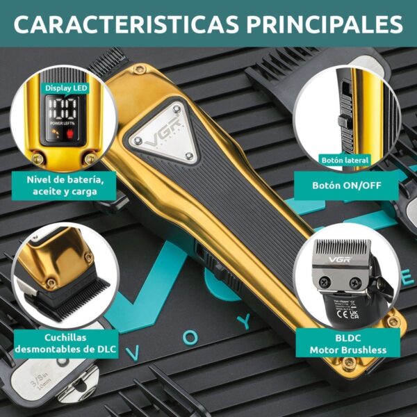 Cortadora de Pelo VGR V-137 Metal 6 Guías Motor Brushless - Image 4