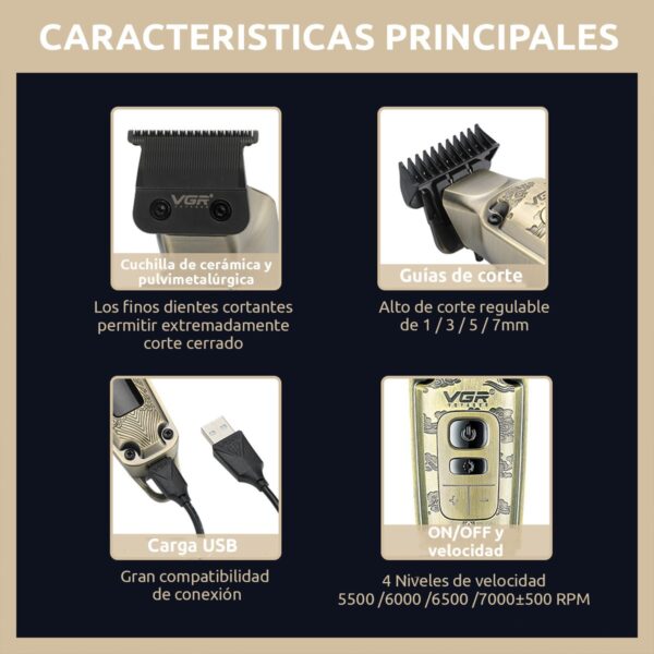 Máquina Patillera Trimmer VGR V-901 Metal Regula Velocidad - Image 4