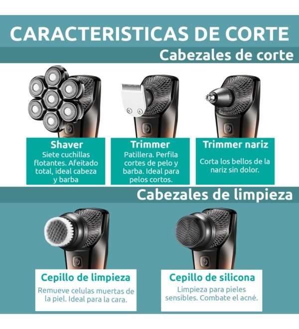 Grooming Set Afeitadora Electrica Hombre VGR V-327 5en1 IPX7 AFA - Image 5