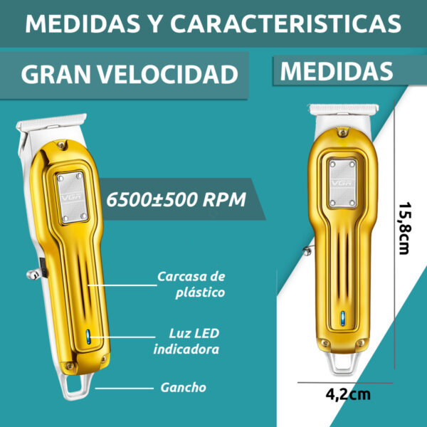 Máquina Trimmer Profesional Recargable VGR V-919 Usb T-Blade - Image 7