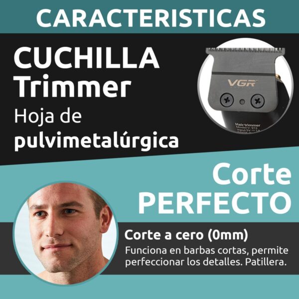 Máquina Trimmer Profesional Barbería VGR V-912 Metal Usb - Image 6