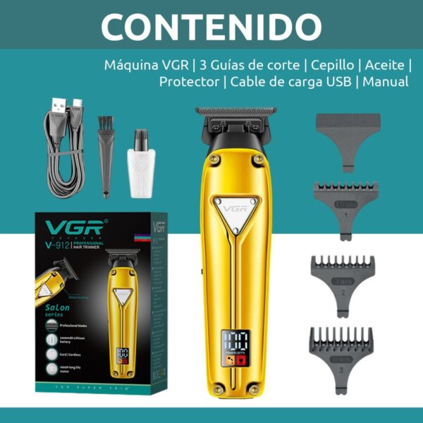 Máquina Trimmer Profesional Barbería VGR V-912 Metal Usb - Image 8
