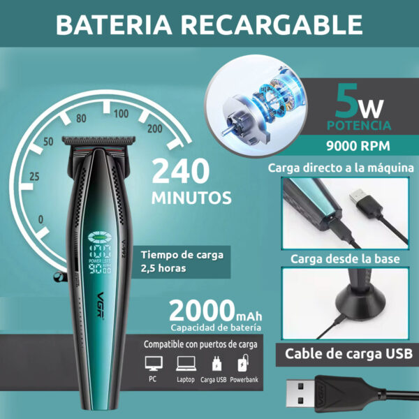 Máquina Patillera Pro Vgr V-992 Metal 9000rpm Motor Dc Turbo - Image 3