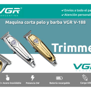 Máquina Cortar Pelo Patillera  VGR V-188 Metal Principiante Plateado