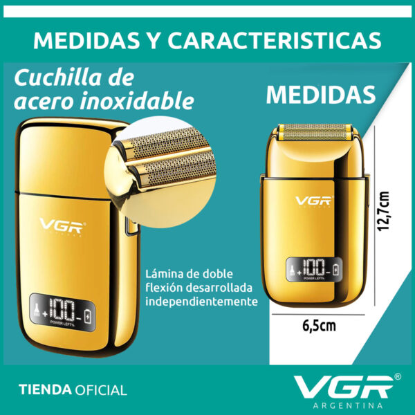 Repuesto Cuchilla Afeitadora Eléctrica Hombre VGR V-338 Dorado - Image 7