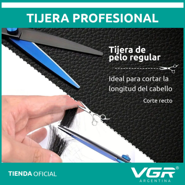 Set De Tijeras Peluquería Vgr 5pcs  Acero Inoxidable Estuche - Image 4