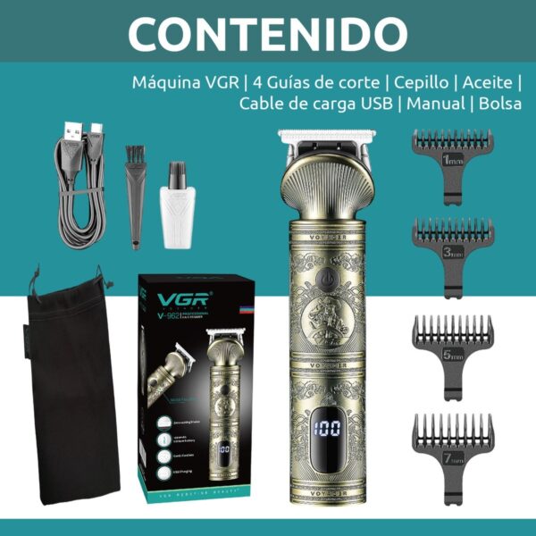 Máquina Trimmer Profesional VGR V-962 Metal Usb Corta Pelo 0 - Image 8