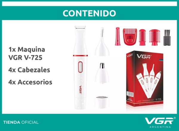 Afeitadora Vgr V-725 Mujer Cejas Cuerpo Nariz Sin Dolor Usb - Image 7