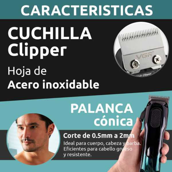 Máquina Cortar Pelo clipper Profesional VGR V-013 recargable - Image 6