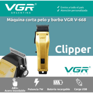 Máquina de Cortar Pelo VGR V-668 Metal Profesional Usb Dorado