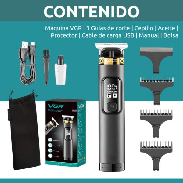 Máquina Patillera Profesional Recargable VGR V-985 Turbo Usb - Image 8
