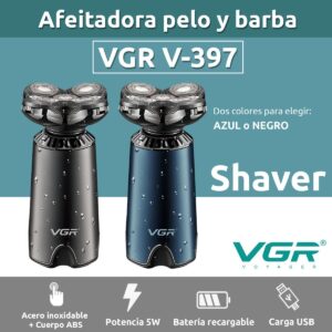 Afeitadora Eléctrica Hombre Shaver VGR V-397 Portatil IPX5