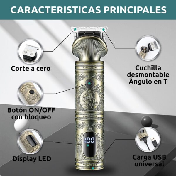 Máquina Trimmer Profesional VGR V-962 Metal Usb Corta Pelo 0 - Image 4
