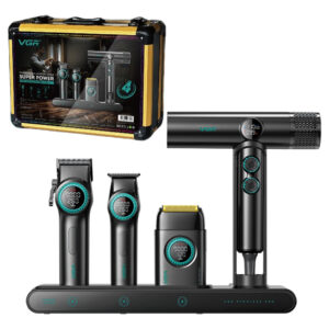 Set Premium Barbería Maletín Clipper Trimmer Shaver Secador V-001