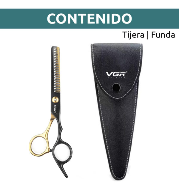 Tijera Barbería Para Pulir Entresacar Profesional Vgr Funda - Image 8