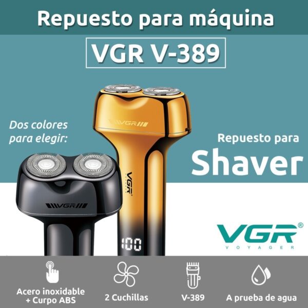 Repuesto Afeitadora Eléctrica VGR V-389 Inalámbrica Usb IPX7 - Image 2
