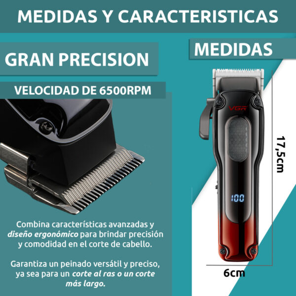 Máquina Cortar Pelo clipper Profesional VGR V-013 recargable - Image 7