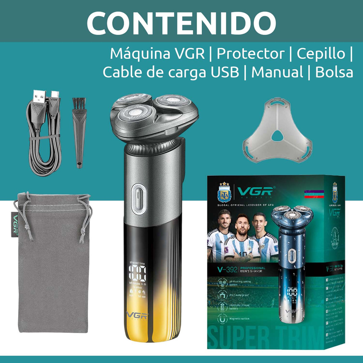 Shaver Eléctrica 2en1 Trimmer VGR V-392 AFA Argentina IPX7 - Image 8