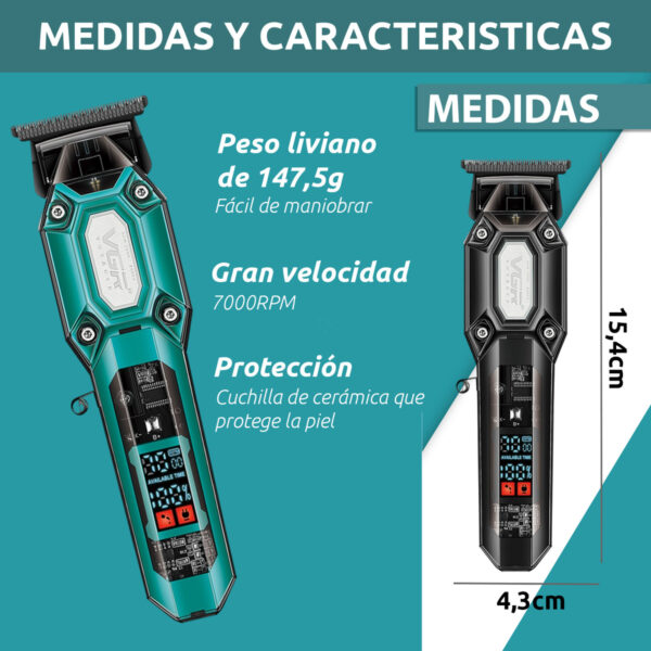 Cortadora de Pelo Trimmer Profesional VGR V-900 7000rpm AFA - Image 7