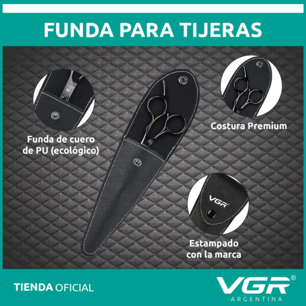 Set De Tijeras Peluquería Vgr 5pcs  Acero Inoxidable Estuche - Image 5