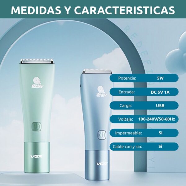 Máquina Cortar Pelo Bebés VGR V-153 Cerámica Silenciosa IPX7 - Image 7