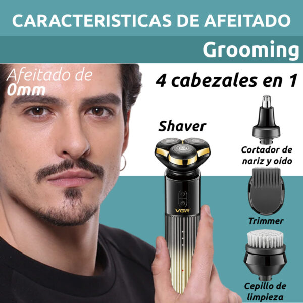 Afeitadora Eléctrica Hombre 4en1 trimmer VGR V-388 AFA usb - Image 5