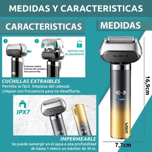 Repuesto Afeitadora Eléctrica 2en1 Trimmer Vgr V-358 Hojas - Image 7