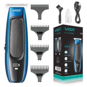 Maquina Corta Pelo Trimmer VGR V-255 Recargable Impermeable Display – Azul