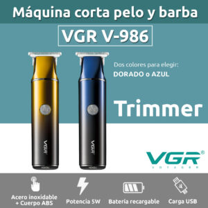 Máquina Patillera Profesional Recargable VGR V-986 Usb Led