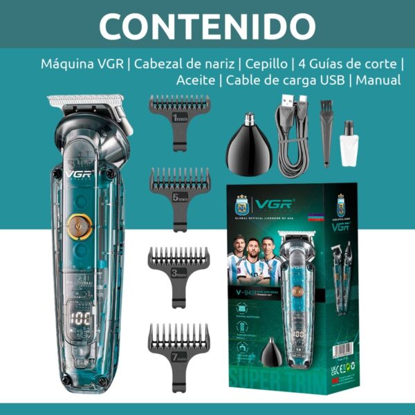 Máquina Patillera Pelo Nariz 2en1 VGR V-949 Argentina IPX6 - Image 8