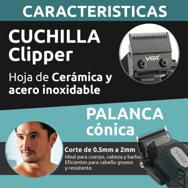 Combo Vgr Maquina Corte Pelo V-600 + Trimmer V-900 7000rpm - Image 8