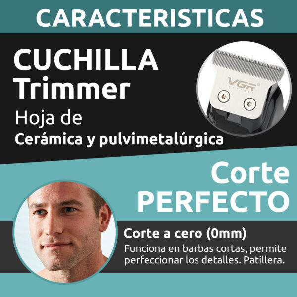 Máquina Patillera Profesional Recargable VGR V-982 Usb Led - Image 6
