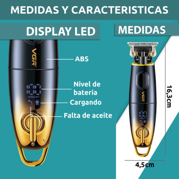 Máquina Trimmer Profesional VGR V-979 Usb 5 Peines Cerámica - Image 7