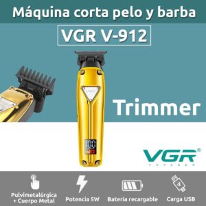 Máquina Trimmer Profesional Barbería VGR V-912 Metal Usb