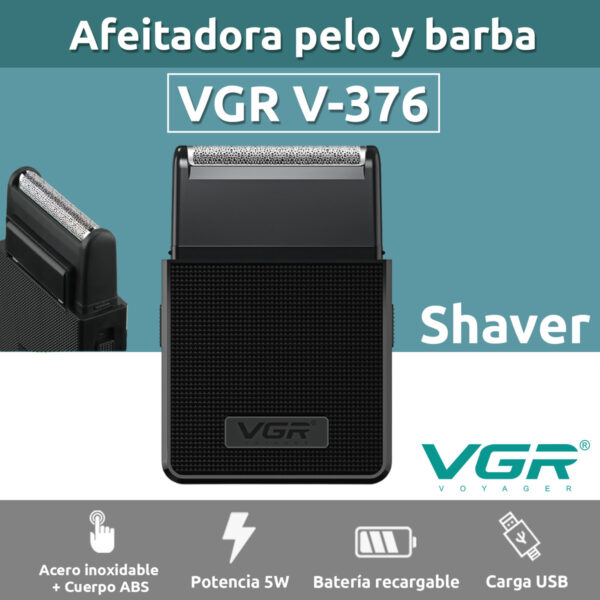 Afeitadora Eléctrica Hombre Portatil 2en1 Trimmer VGR V-376 - Image 2