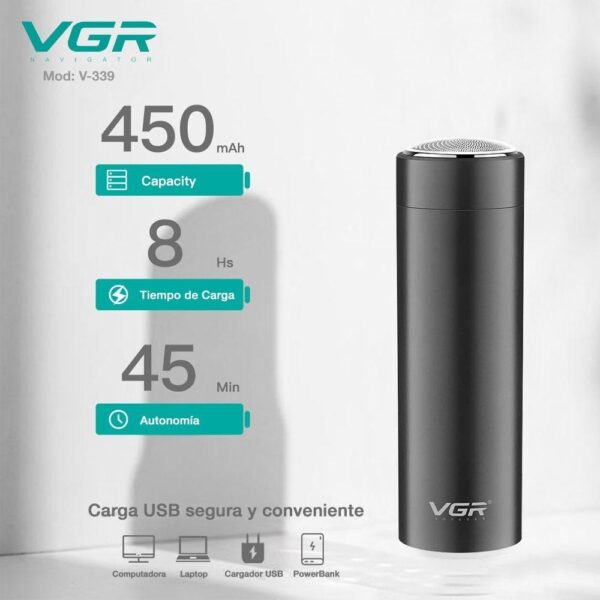 Afeitadora Shaver Giratoria VGR V-339 Portatil Recargable - Blanco - Image 4